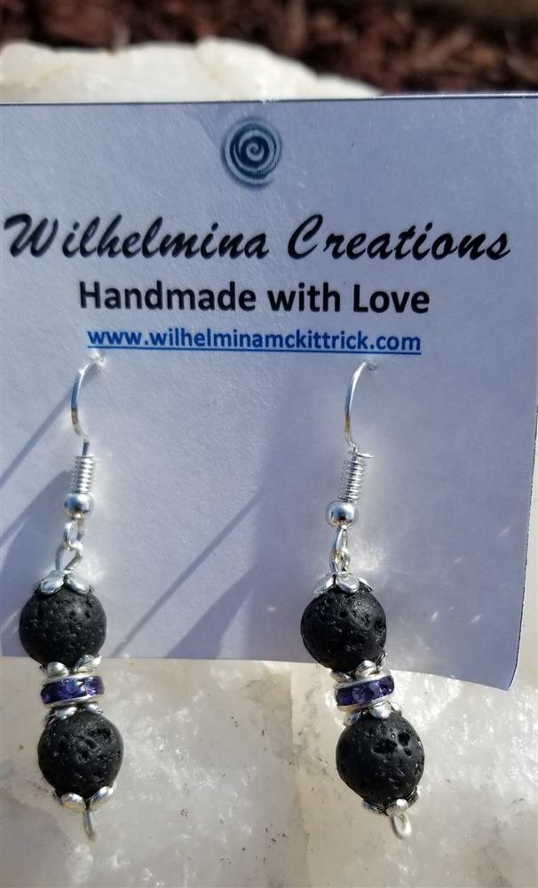 Black lava stone Earrings, handmade by Wilhelmina St&ouml;cker