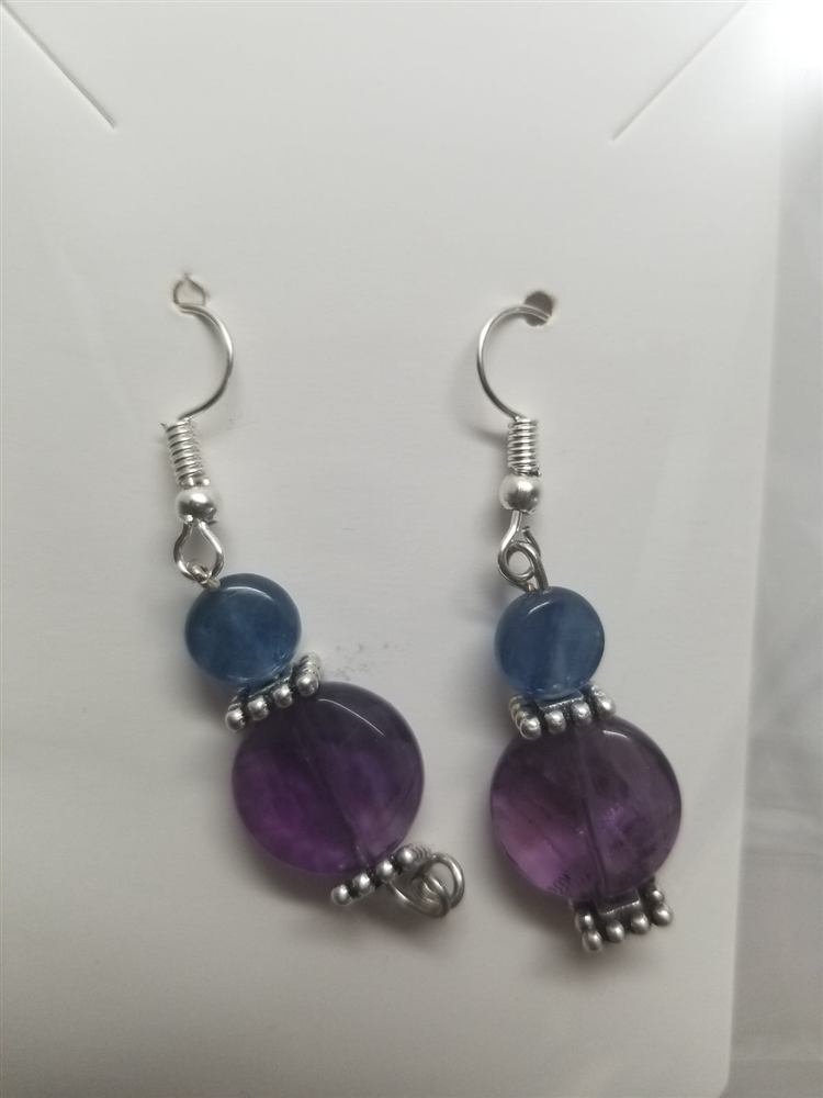 Amethyst & blue kyanite Earrings by, handmade by Wilhelmina St&ouml;cker