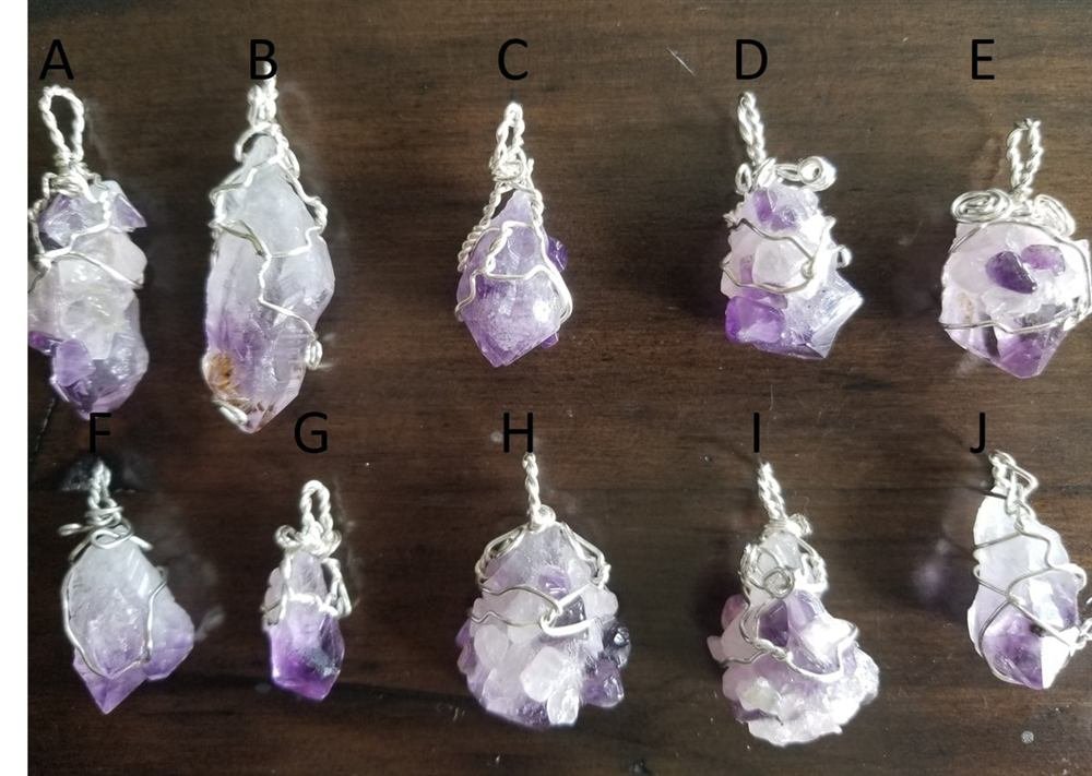 Amethyst Pendants, handmade by Wilhelmina St&ouml;cker