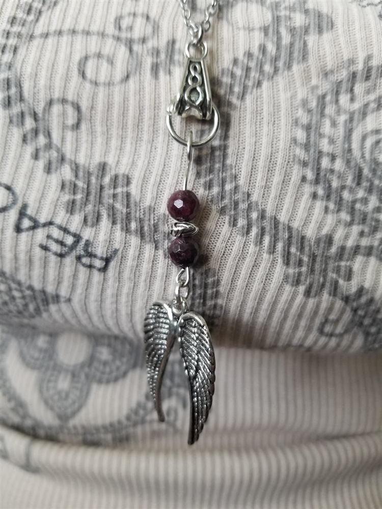 Angel Feathers Gem Design necklace, handmade by Wilhelmina St&ouml;cker