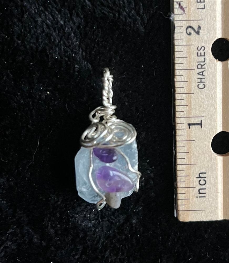 Angelite & Amethyst Design Pendant, handmade by Wilhelmina St&ouml;cker
