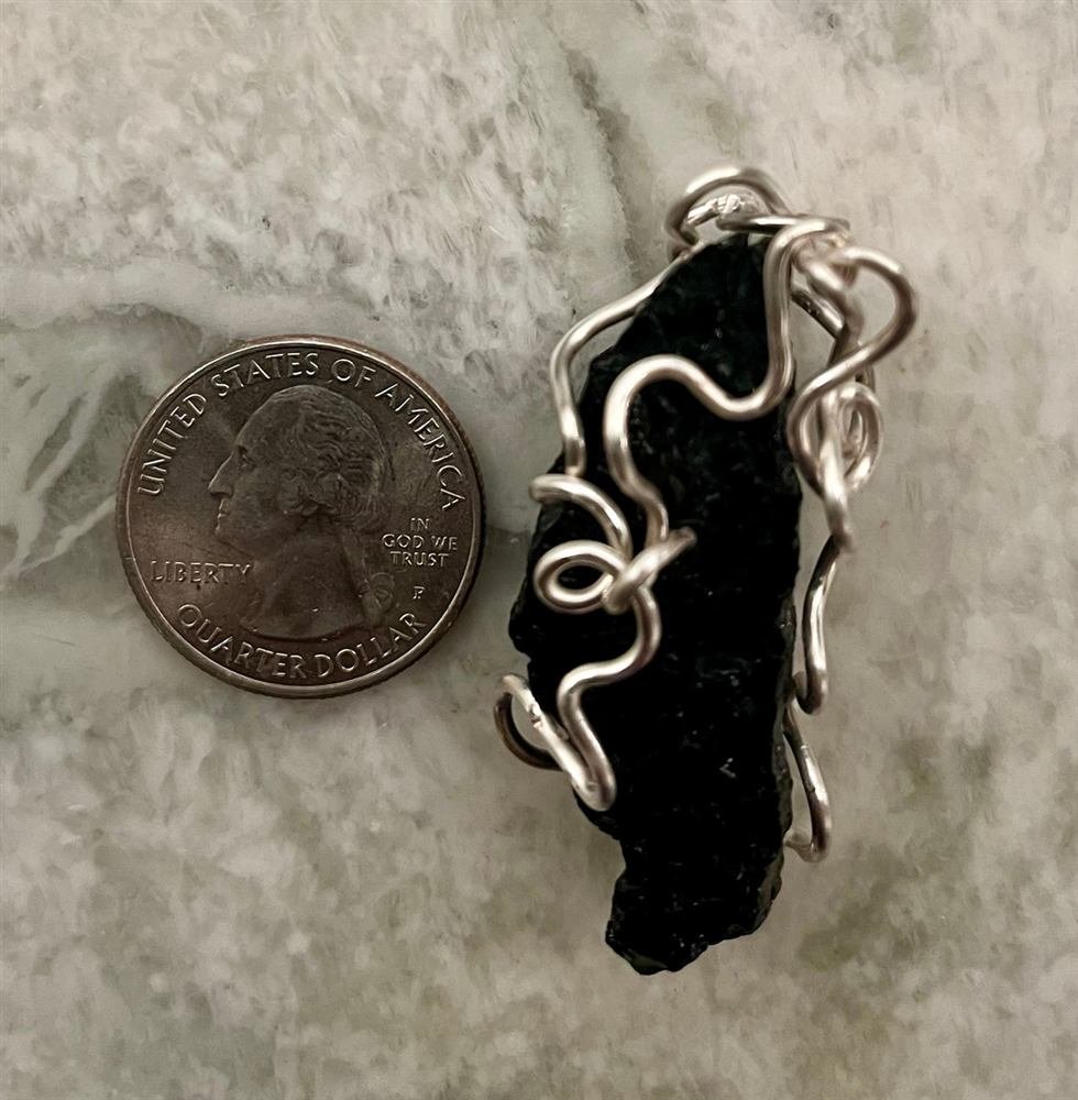 Black Tourmaline Pendant, handmade by Wilhelmina St&ouml;cker