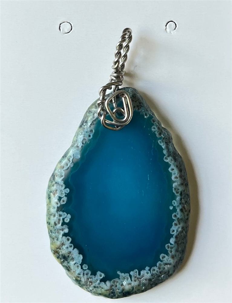Blue Agate Pendant, handmade by Wilhelmina St&ouml;cker