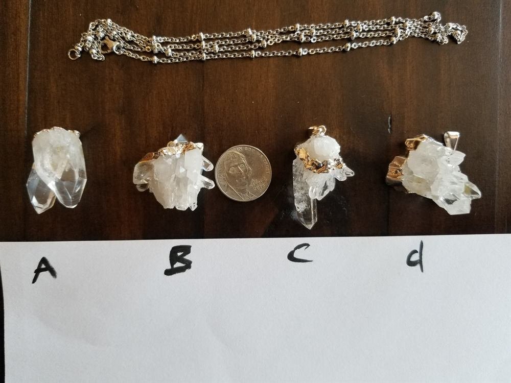Clear Quartz Cluster Pendants, handmade by Wilhelmina St&ouml;cker
