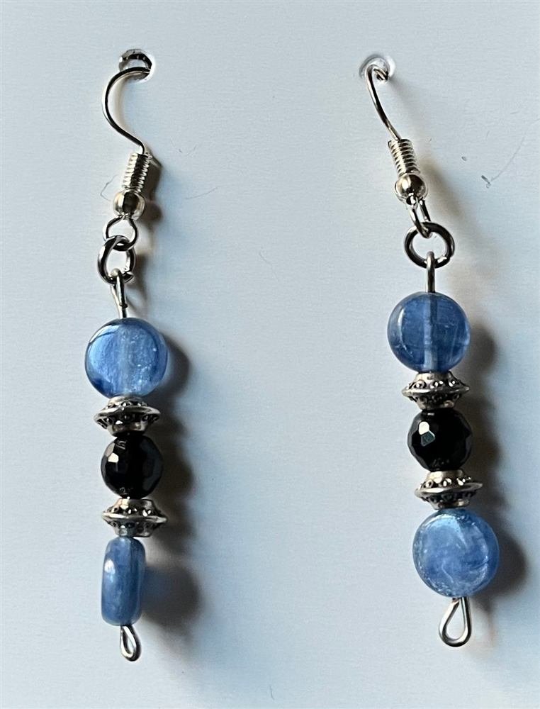 Lur Kyanite & Black Obsidian Earrings, handmade by Wilhelmina St&ouml;cker