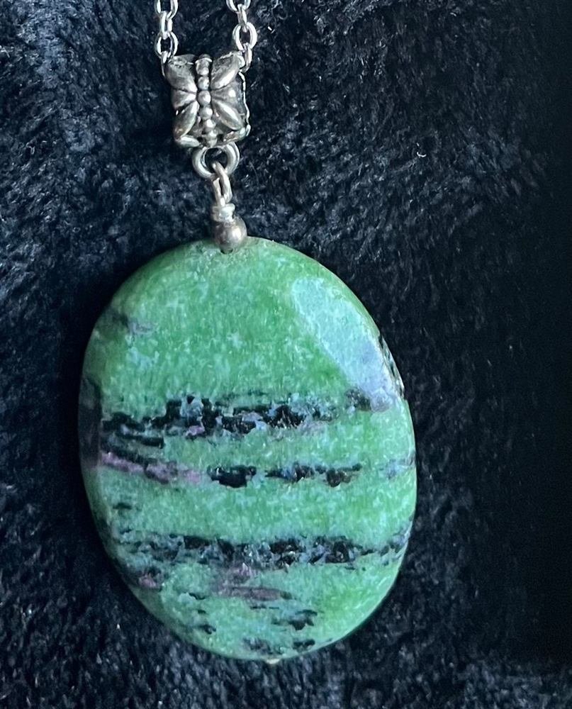 Ruby Zoistite Pendant, handmade by Wilhelmina St&ouml;cker