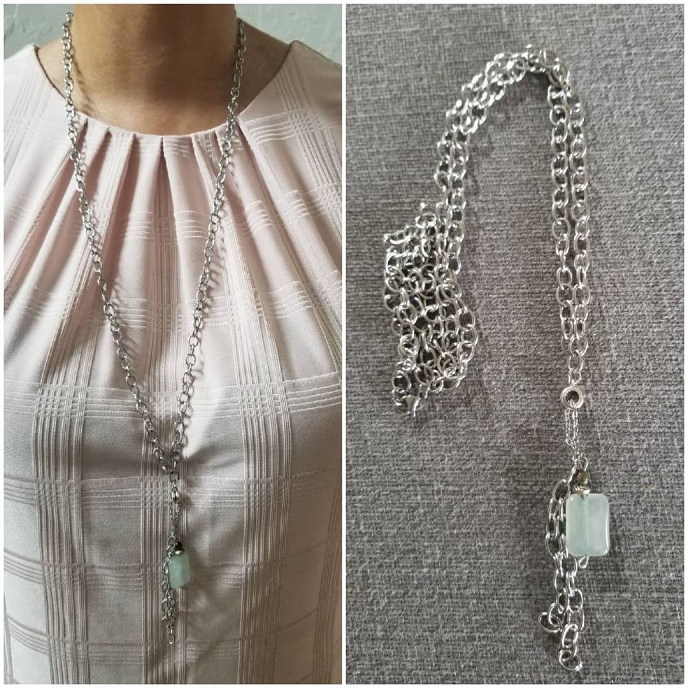 Semi-Gem Pendants with Long Stainless Steel Necklace Design-, handmade by Wilhelmina St&ouml;cker