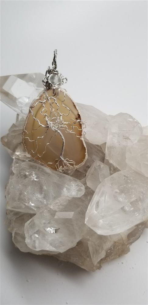 Tree of Life Agate Pendant, handmade by Wilhelmina St&ouml;cker