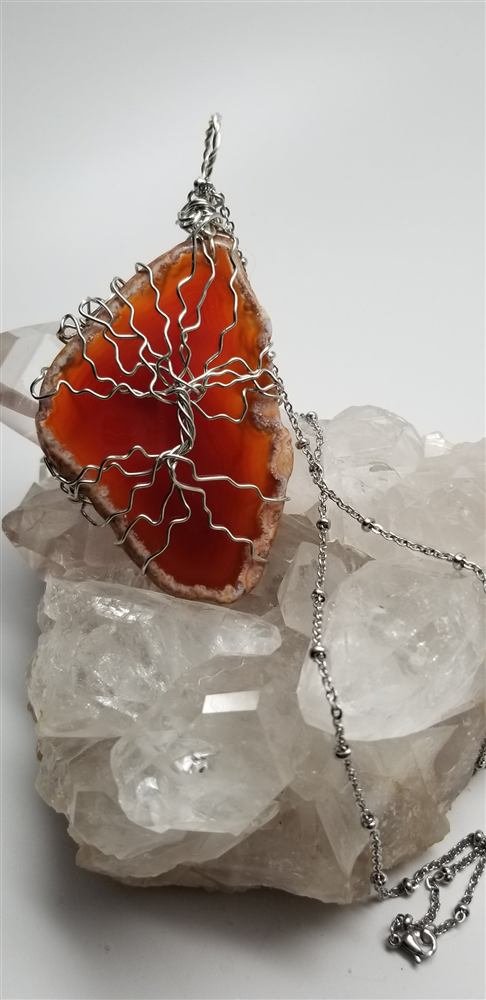 Tree of Life Agate Pendant, handmade by Wilhelmina St&ouml;cker
