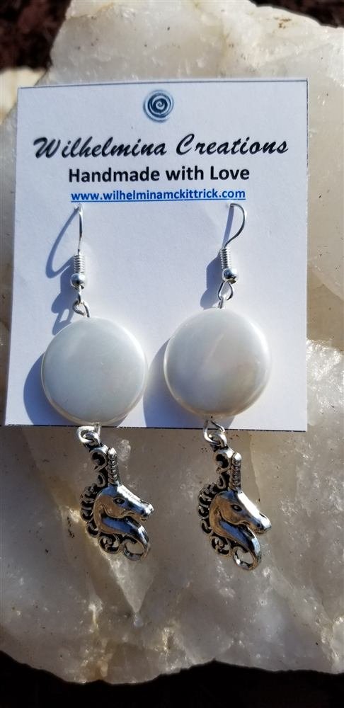Unicorn design Earrings, handmade by Wilhelmina St&ouml;cker